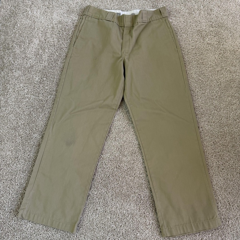 Dickies Pants Mens 34x27 Beige Khakis Straight Leg Classic Fit Workwear